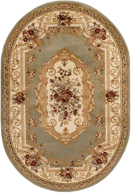 Green 4' 1 x 6' 1 Versailles Oval Area Rug