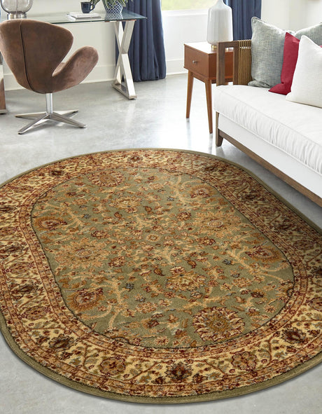 Light Green 4' 1 x 6' 1 Voyage Oval Area Rug Persian Inspired Classic Traditional Design Durable Carpet Mat for Home Interior Design for Sale at Rug Engine