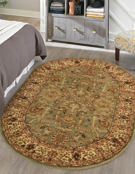 Light Green 4' 1 x 6' 1 Voyage Oval Area Rug Persian Inspired Classic Traditional Design Durable Carpet Mat for Home Interior Design for Sale at Rug Engine
