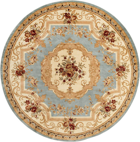 Light Blue 10' x 10' Versailles Round Area Rug