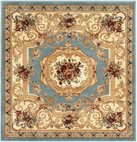 Light Blue 3' 1 x 3' 1 Versailles Square Area Rug
