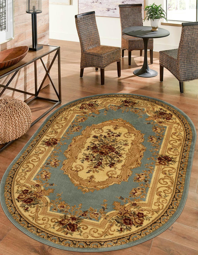 Light Blue 4' 1 x 6' 1 Versailles Oval Area Rug
