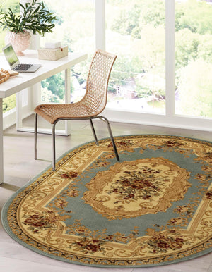 Light Blue 4' 1 x 6' 1 Versailles Oval Area Rug