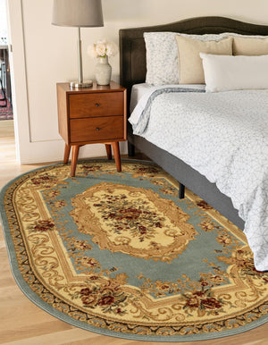 Light Blue 4' 1 x 6' 1 Versailles Oval Area Rug