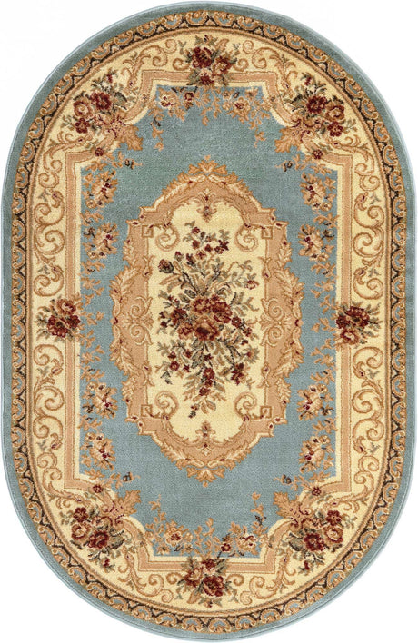 Light Blue 4' 1 x 6' 1 Versailles Oval Area Rug