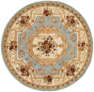 Light Blue 7' 1 x 7' 1 Versailles Round Area Rug Classic Traditional Motif Indoor Carpet for Hallways, Dining Rooms, Bedrooms, Living Room, Office for Sale at Rug Engine