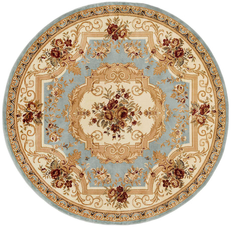 Light Blue 7' 1 x 7' 1 Versailles Round Area Rug