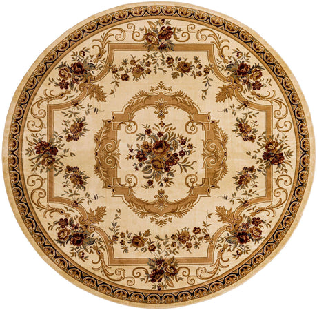 Cream 13' 1 x 13' 1 Versailles Round Area Rug