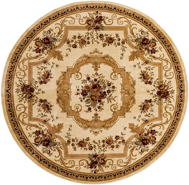 Cream 13' 1 x 13' 1 Versailles Round Area Rug