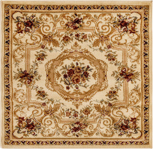 Cream 3' 1 x 3' 1 Versailles Square Area Rug