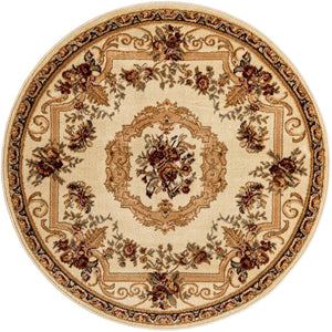 Cream 4' 1 x 4' 1 Versailles Round Area Rug