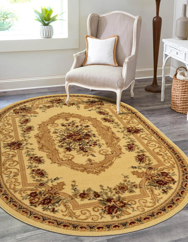 Cream 4' 1 x 6' 1 Versailles Oval Area Rug