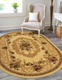 Cream 4' 1 x 6' 1 Versailles Oval Area Rug Classic Traditional Motif Indoor Carpet for Hallways, Dining Rooms, Bedrooms, Living Room, Office for Sale at Rug Engine
