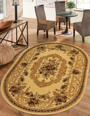 Cream 4' 1 x 6' 1 Versailles Oval Area Rug
