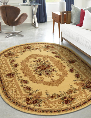 Cream 4' 1 x 6' 1 Versailles Oval Area Rug