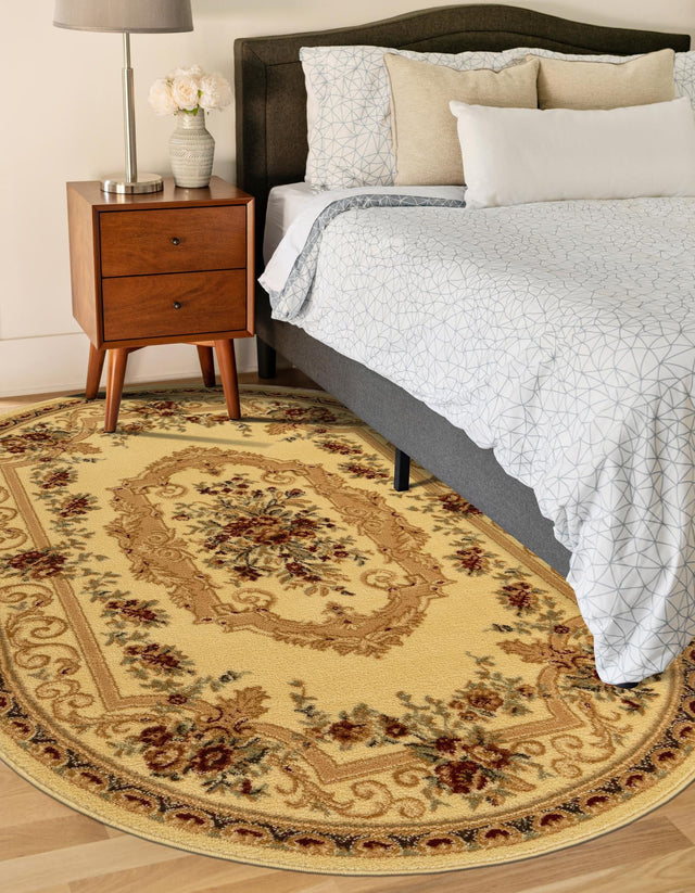 Cream 4' 1 x 6' 1 Versailles Oval Area Rug