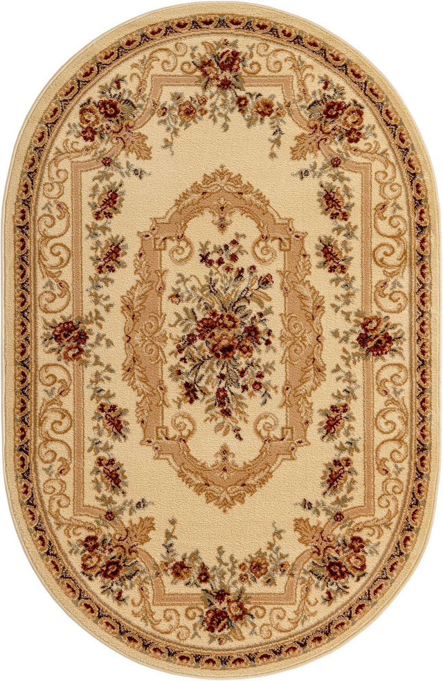 Cream 4' 1 x 6' 1 Versailles Oval Area Rug