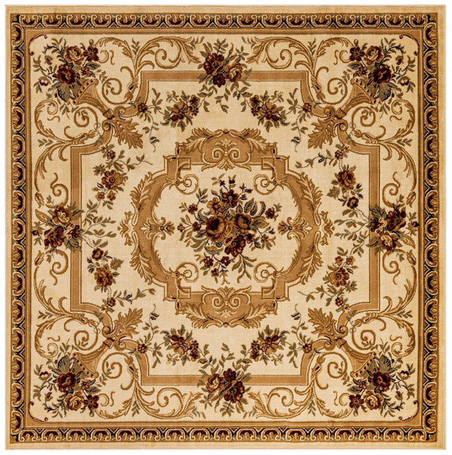 Cream 7' 1 x 7' 1 Versailles Square Area Rug