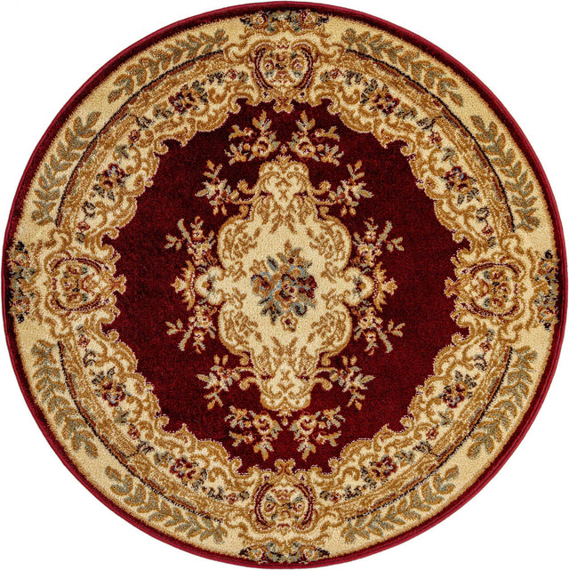 Red 4' 1 x 4' 1 Versailles Round Area Rug