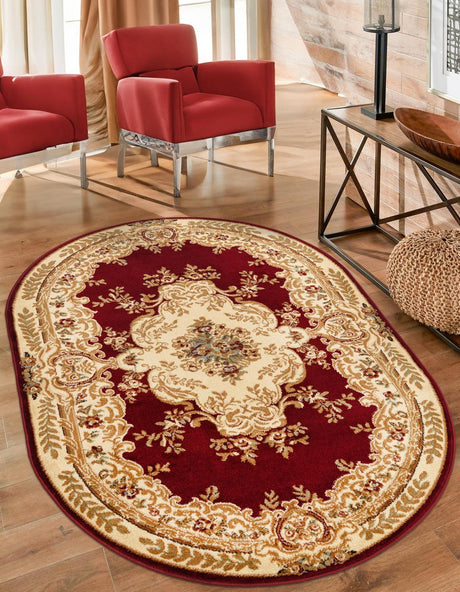 Red 4' 1 x 6' 1 Versailles Oval Area Rug