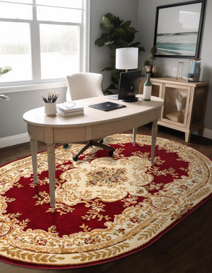 Red 4' 1 x 6' 1 Versailles Oval Area Rug