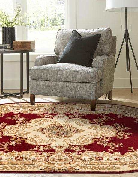 Red 4' 1 x 6' 1 Versailles Oval Area Rug Classic Traditional Motif Indoor Carpet for Hallways, Dining Rooms, Bedrooms, Living Room, Office for Sale at Rug Engine