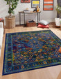 Navy Blue 10' x 10' Calypso Square Area Rug 100% Polypropylene With Cotton Backing Colorful Vivid Traditional Design Carpet for Living Office Dining Rooms for Sale at Rug Engine