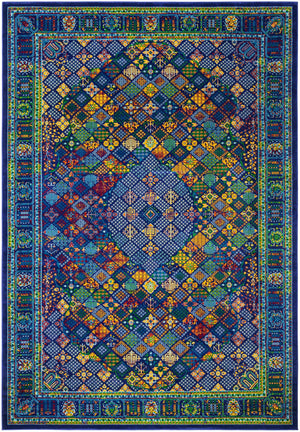 Navy Blue 9' 10 x 14' 1 Calypso Rectangle Area Rug 100% Polypropylene With Cotton Backing Colorful Vivid Traditional Design Carpet for Living Office Dining Rooms for Sale at Rug Engine