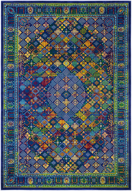 Navy Blue 9' 10 x 14' 1 Calypso Rectangle Area Rug 100% Polypropylene With Cotton Backing Colorful Vivid Traditional Design Carpet for Living Office Dining Rooms for Sale at Rug Engine