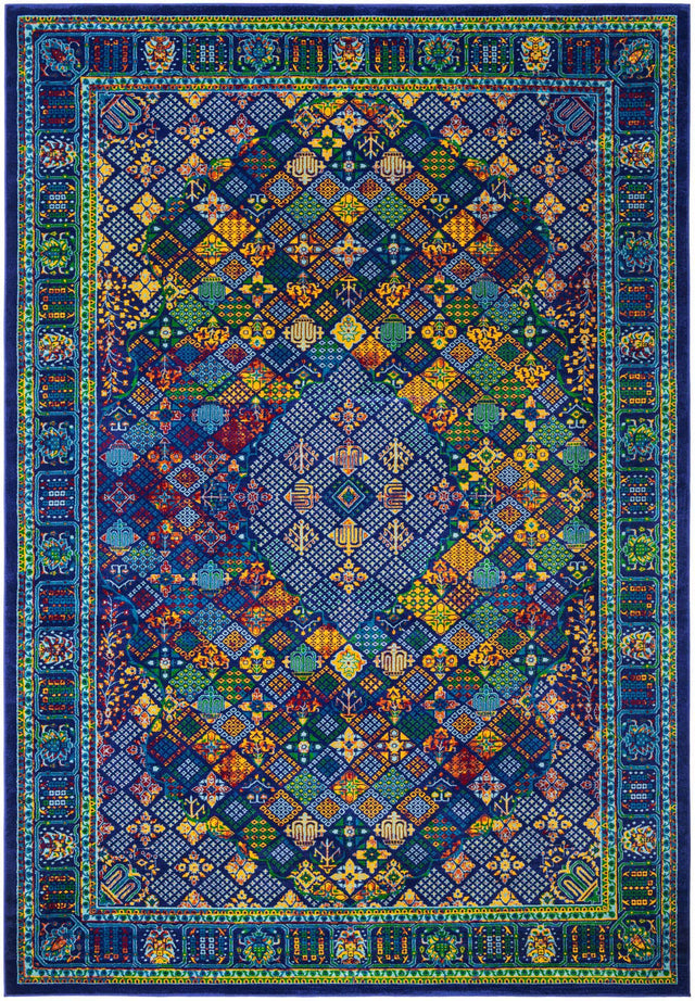 Navy Blue 9' 10 x 14' 1 Calypso Rectangle Area Rug 100% Polypropylene With Cotton Backing Colorful Vivid Traditional Design Carpet for Living Office Dining Rooms for Sale at Rug Engine