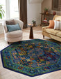 Navy Blue 7' 10 x 7' 10 Calypso Octagon Area Rug 100% Polypropylene With Cotton Backing Colorful Vivid Traditional Design Carpet for Living Office Dining Rooms for Sale at Rug Engine