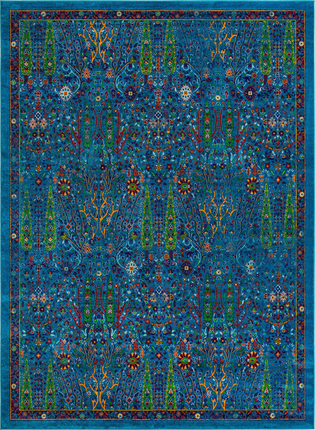 Navy Blue 9' 10 x 14' 1 Calypso Rectangle Area Rug 100% Polypropylene With Cotton Backing Colorful Vivid Traditional Design Carpet for Living Office Dining Rooms for Sale at Rug Engine