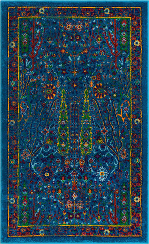 Navy Blue 3' 3 x 5' 3 Calypso Rectangle Area Rug 100% Polypropylene With Cotton Backing Colorful Vivid Traditional Design Carpet for Living Office Dining Rooms for Sale at Rug Engine