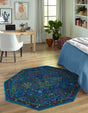 Navy Blue 5' 3 x 5' 3 Calypso Octagon Area Rug 100% Polypropylene With Cotton Backing Colorful Vivid Traditional Design Carpet for Living Office Dining Rooms for Sale at Rug Engine