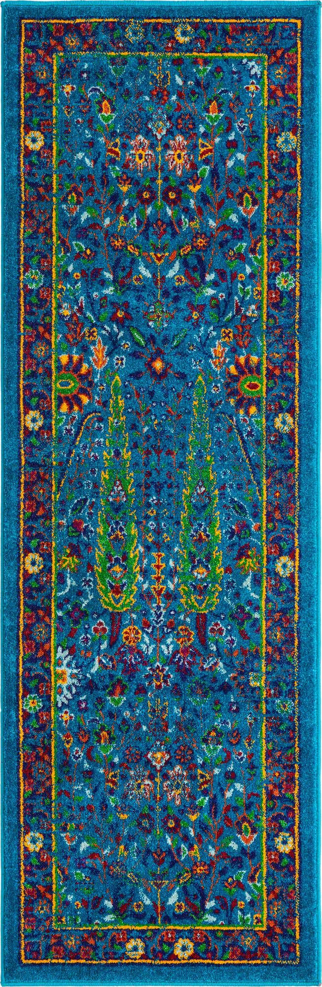 Navy Blue 2' x 5' 1 Calypso Runner Area Rug 100% Polypropylene With Cotton Backing Colorful Vivid Traditional Design Carpet for Living Office Dining Rooms for Sale at Rug Engine