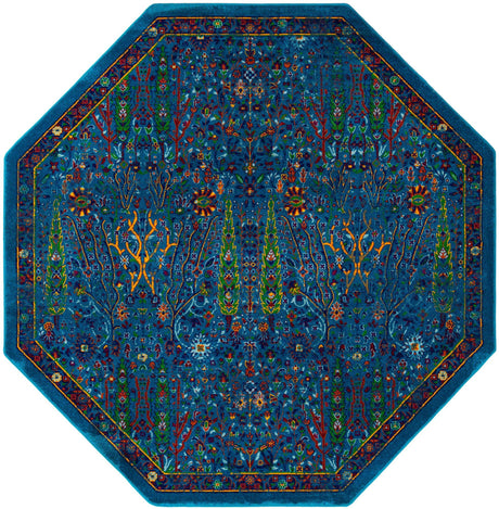 Navy Blue 7' 10 x 7' 10 Calypso Octagon Area Rug 100% Polypropylene With Cotton Backing Colorful Vivid Traditional Design Carpet for Living Office Dining Rooms for Sale at Rug Engine
