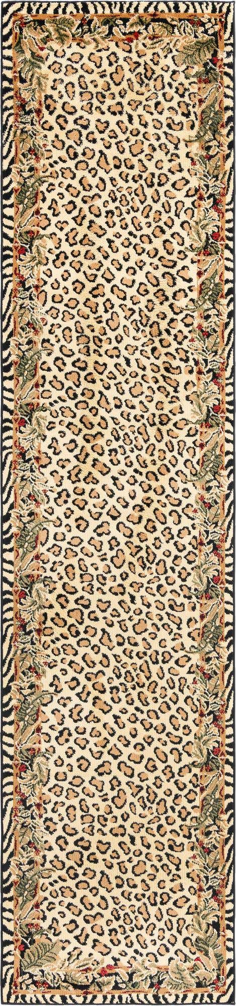 Cream 2' 7 x 12' Wildlife Runner Area Rug Animal Print Safari Jungle Inspired Carpet for Unique Modern Interior Design for Sale at Rug Engine