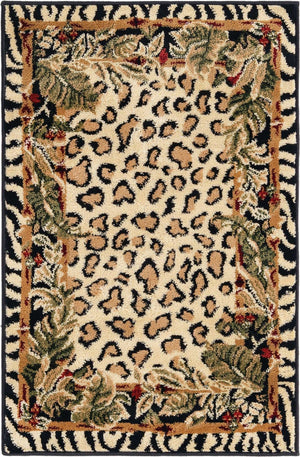 Cream 2' x 3' 1 Wildlife Rectangle Area Rug Animal Print Safari Jungle Inspired Carpet for Unique Modern Interior Design for Sale at Rug Engine