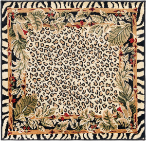 Cream 3' 1 x 3' 1 Wildlife Square Area Rug Animal Print Safari Jungle Inspired Carpet for Unique Modern Interior Design for Sale at Rug Engine