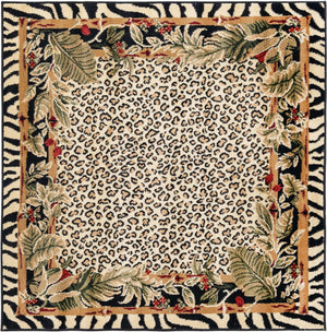 Cream 4' 1 x 4' 1 Wildlife Square Area Rug Animal Print Safari Jungle Inspired Carpet for Unique Modern Interior Design for Sale at Rug Engine