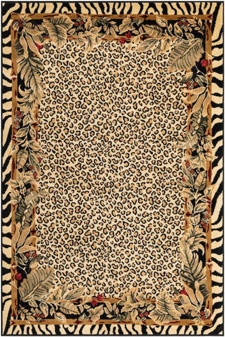 Cream 4' 1 x 6' 1 Wildlife Rectangle Area Rug Animal Print Safari Jungle Inspired Carpet for Unique Modern Interior Design for Sale at Rug Engine