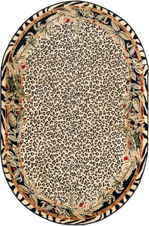Cream 4' 1 x 6' 1 Wildlife Oval Area Rug Animal Print Safari Jungle Inspired Carpet for Unique Modern Interior Design for Sale at Rug Engine