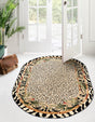 Cream 5' 3 x 8' Wildlife Oval Area Rug Animal Print Safari Jungle Inspired Carpet for Unique Modern Interior Design for Sale at Rug Engine