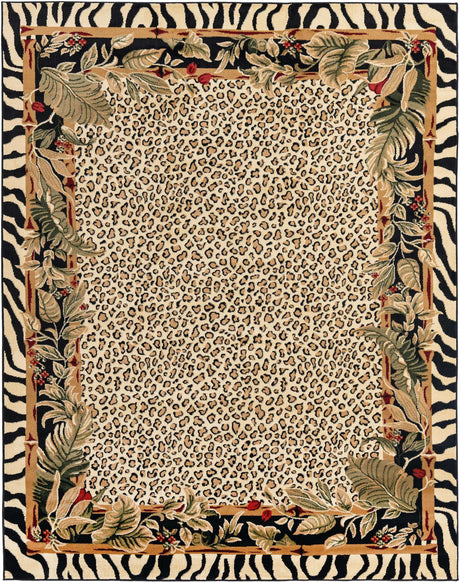 Cream 7' 10 x 10' Wildlife Rectangle Area Rug Animal Print Safari Jungle Inspired Carpet for Unique Modern Interior Design for Sale at Rug Engine