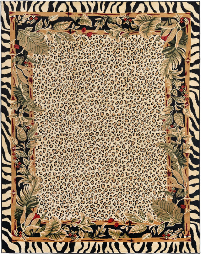 Cream 7' 10 x 10' Wildlife Rectangle Area Rug Animal Print Safari Jungle Inspired Carpet for Unique Modern Interior Design for Sale at Rug Engine