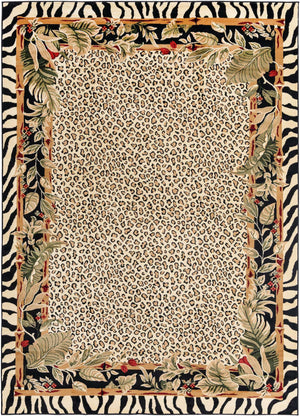 Cream 7' 10 x 11' Wildlife Rectangle Area Rug Animal Print Safari Jungle Inspired Carpet for Unique Modern Interior Design for Sale at Rug Engine
