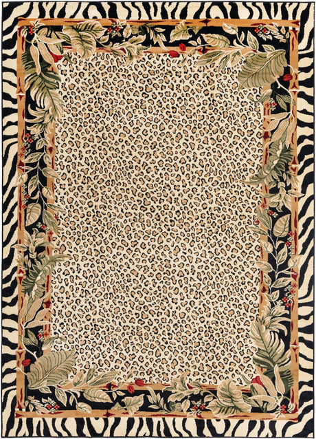 Cream 7' 10 x 11' Wildlife Rectangle Area Rug Animal Print Safari Jungle Inspired Carpet for Unique Modern Interior Design for Sale at Rug Engine