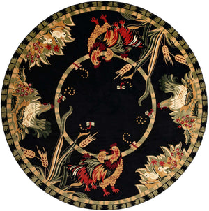 Black 13' 1 x 13' 1 Barnyard Round Area Rug 100% Polypropylene With Cotton Backing Traditional Cottage Rustic Classical Carpet for Living Office Bedroom Dining Room Easy to Clean Long Lasting & Durable Decor for Sale at Rug Engine