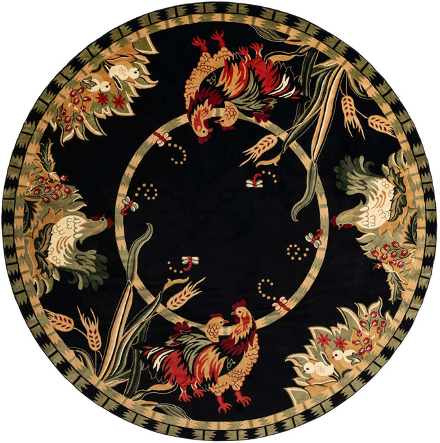 Black 13' 1 x 13' 1 Barnyard Round Area Rug 100% Polypropylene With Cotton Backing Traditional Cottage Rustic Classical Carpet for Living Office Bedroom Dining Room Easy to Clean Long Lasting & Durable Decor for Sale at Rug Engine