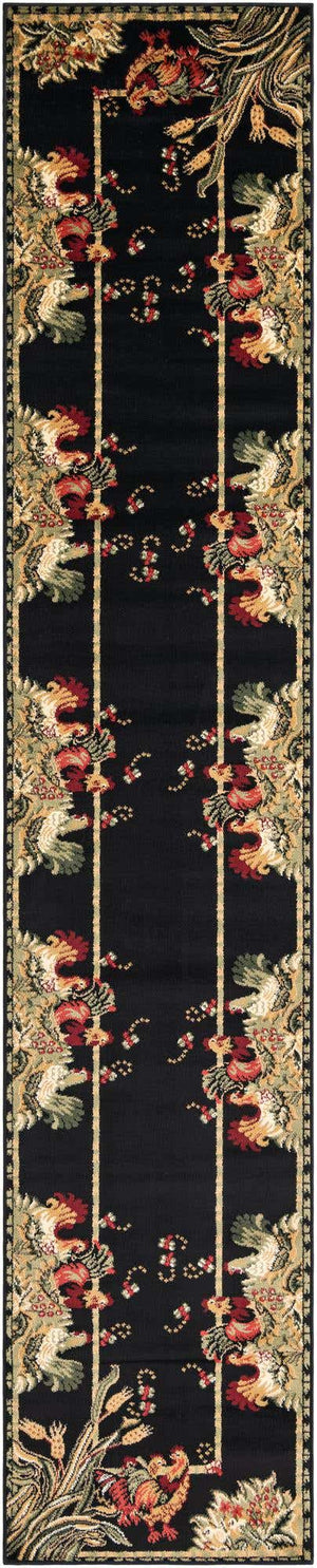 Black 2' 7 x 13' 1 Barnyard Runner Area Rug 100% Polypropylene With Cotton Backing Traditional Cottage Rustic Classical Carpet for Living Office Bedroom Dining Room Easy to Clean Long Lasting & Durable Decor for Sale at Rug Engine